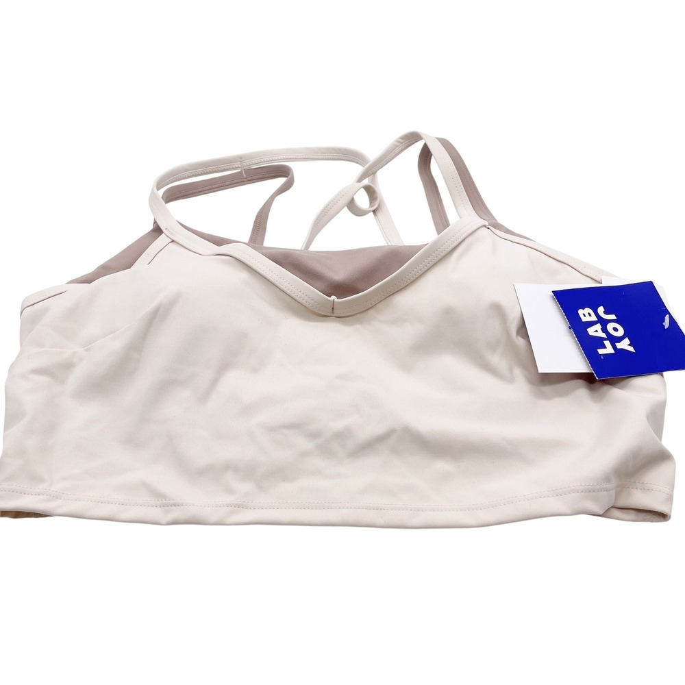 JoyLab Women's Cream Mauve Comfort Layered Double Strap Athletic Bra Size S